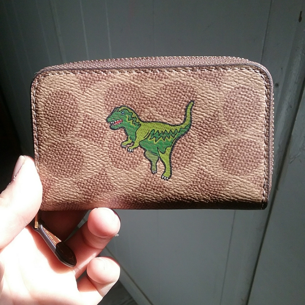 Coach green dinosaur wallet